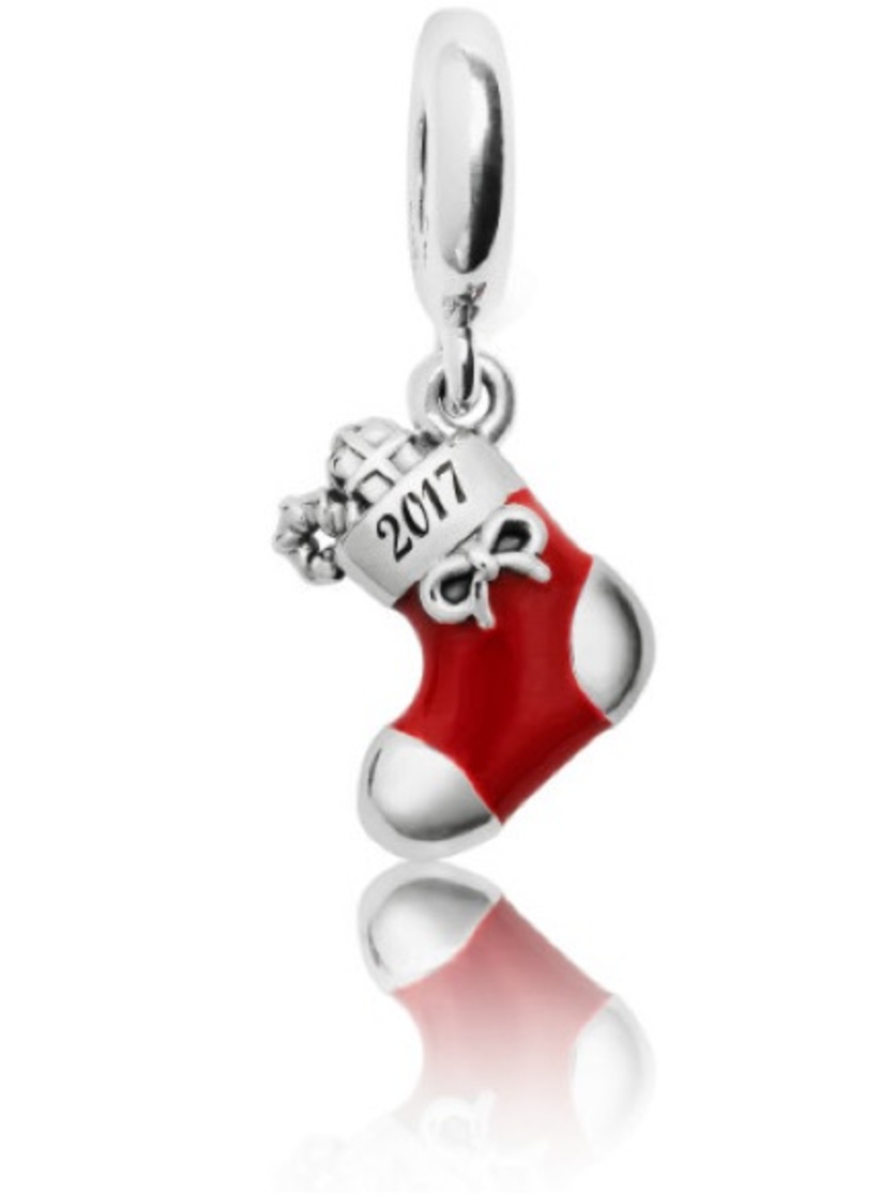 Pandora 2017 Sterling Silver Red Christmas Stocking Charm Dangle